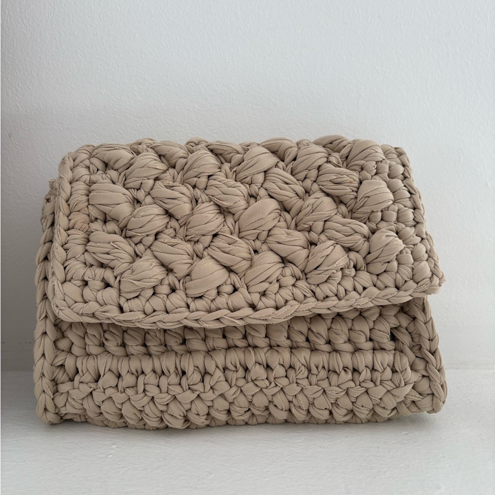 Handmade Crochet Beige Clutch